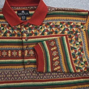 Structure Colorful Patterned Crewneck Sweater